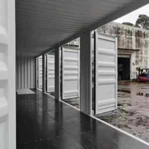 Contenedor marítimo blanco de 40 pies con apertura lateral
